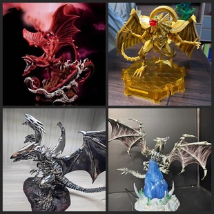 游戏王 三头青眼究极龙 冰霜巨龙 火凤凰 翼神龙 天空龙 盒装手办