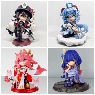 二次元少女 Q版 八重神子 顽皮小胡桃 甘雨 Q版雷电将军 盒装手办