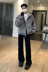 秋冬新款6重磅680克双拉链连帽毛呢短款外套夹克 1713-WY09-P108图片