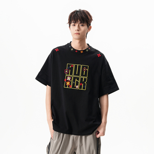 无影墙美式嘻哈图章刺绣短袖T恤HWH45-P50控88