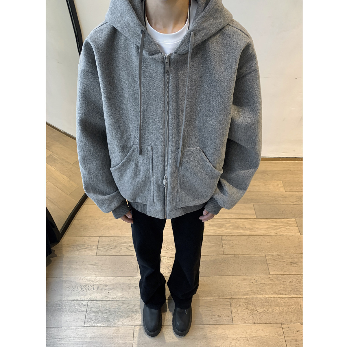 秋冬新款重磅680克双拉链连帽毛呢短款外套夹克1713-WY09-P108,男装夹克,星座514A（原614）