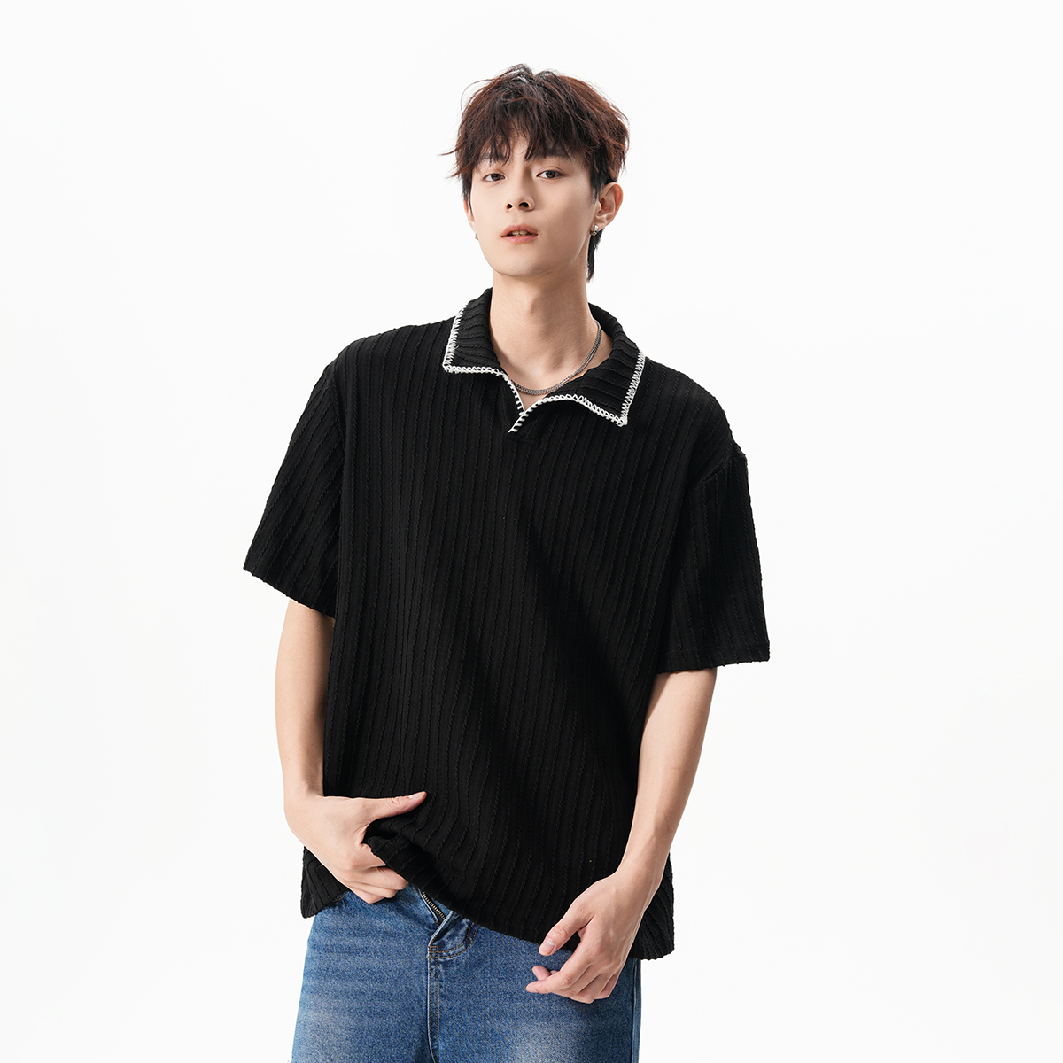 2无影墙280克原版面料美式复古肌理感polo领短袖T恤HWH46-P50控88，男装T恤，星座514A（原614）