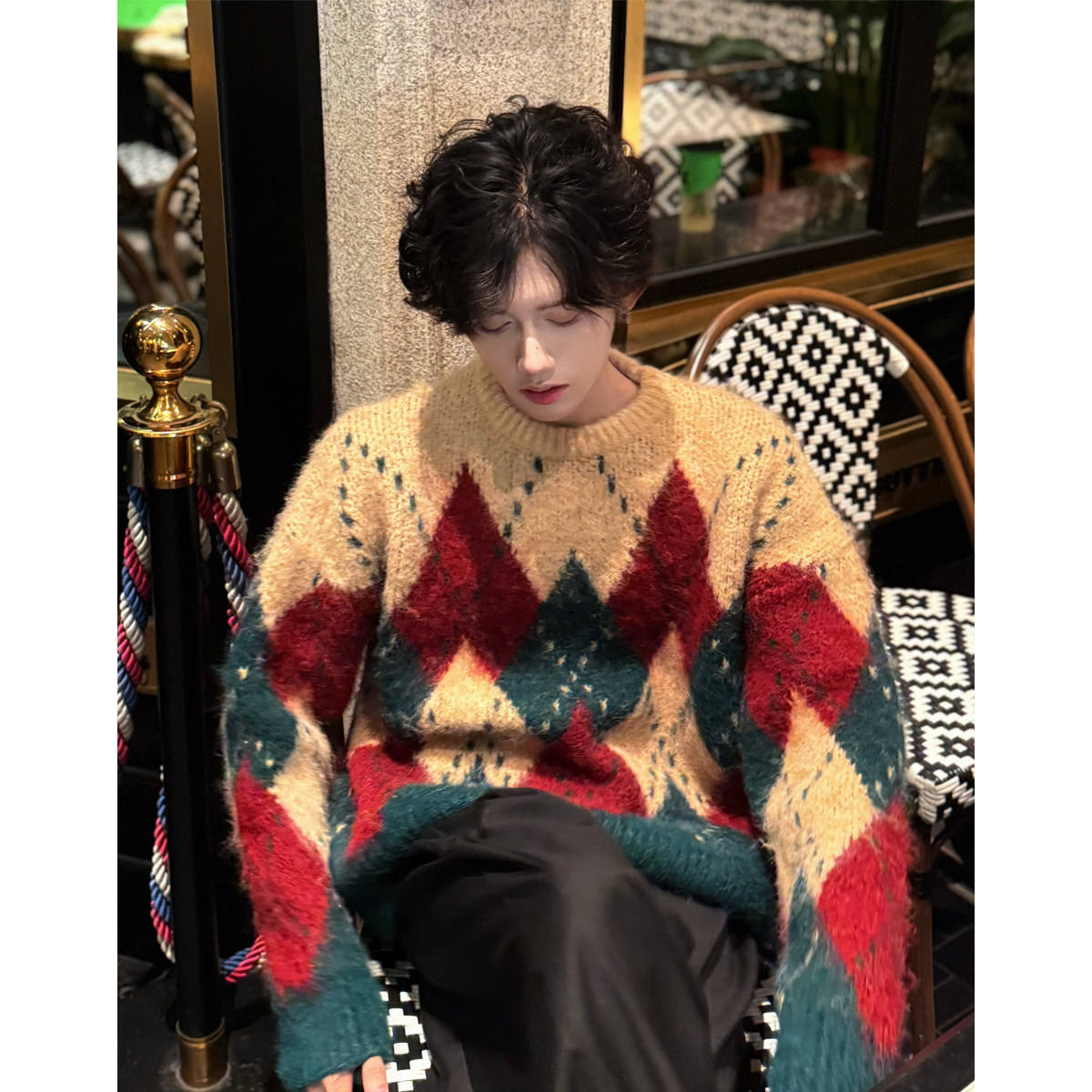 圣诞毛衣男款冬季潮牌宽松高级休闲慵懒风针织衫MY15-P68图片