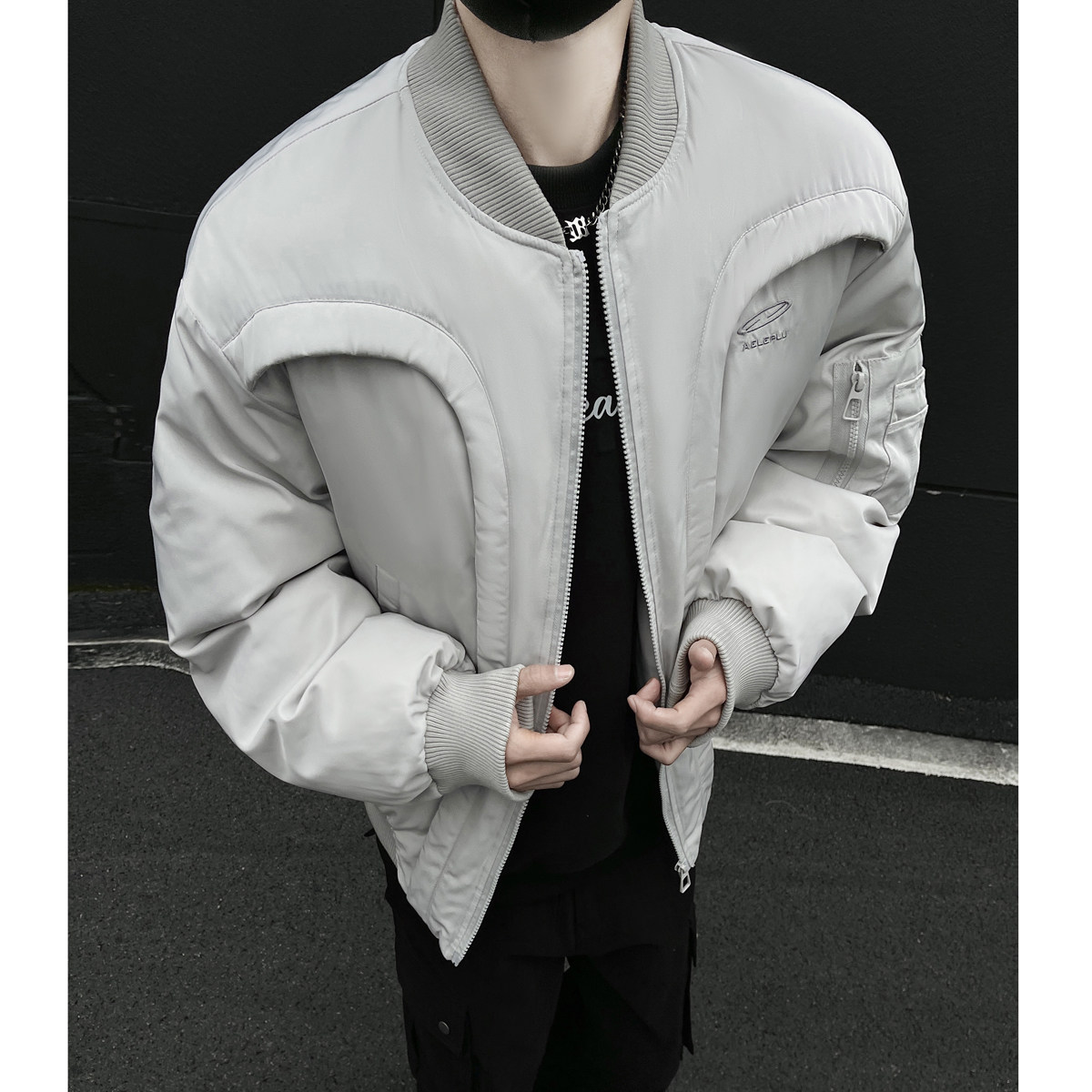 抖音9美式绣花飞行服cleanfit分割棉服外套1713-MF88-P138图片