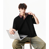 8无影墙280克米纱毛巾料拼色领短宽polo衫短袖T恤HWH41-P50-控88，男装T恤，星座514A（原614）