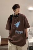 @港风图2023夏装咖啡休闲百搭图案印花短袖T恤1713-D105-P28控39，男装T恤，星座514A（原614）