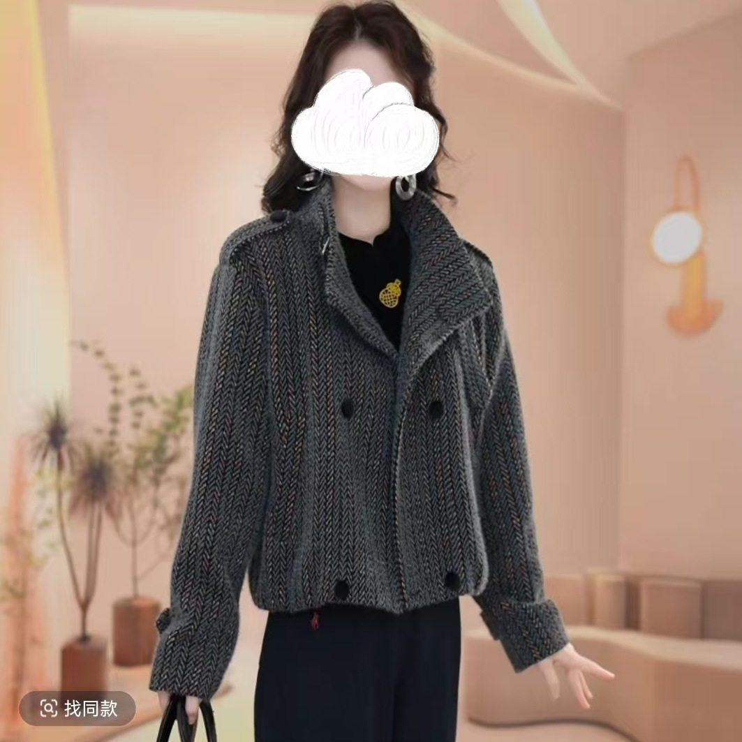 小香风千鸟格女冬季长袖秋冬休闲轻熟风短外套短款百搭气质时尚,女装/女士精品,毛呢外套,淘宝优惠券,粉丝福利购,淘宝优惠卷