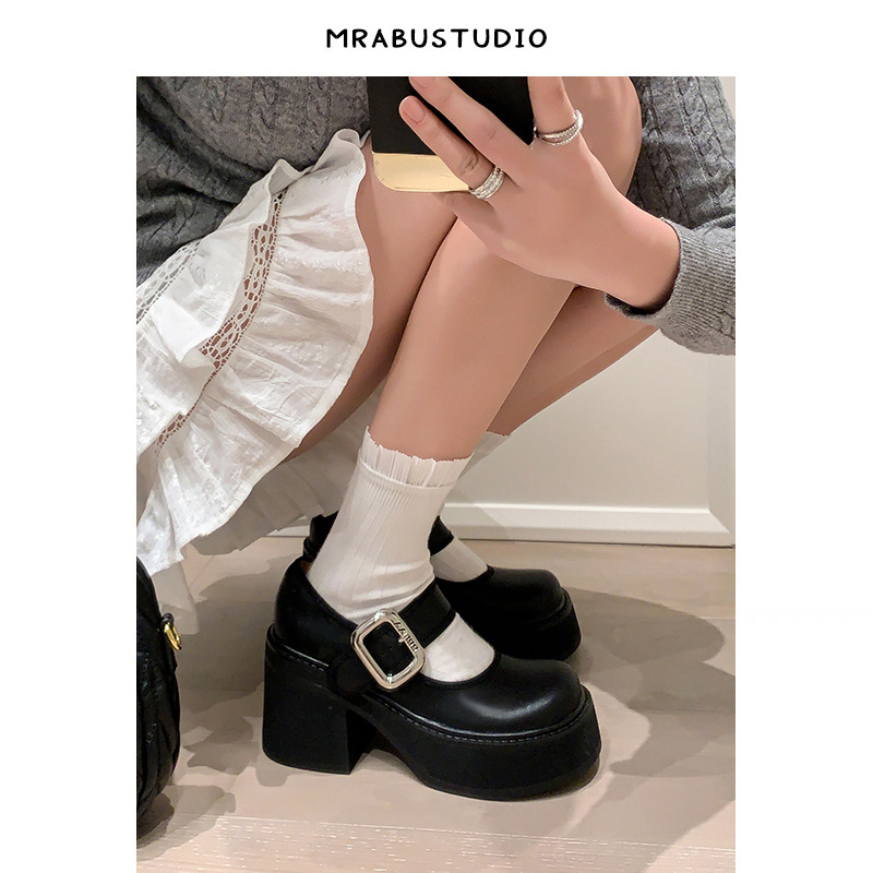 2025春秋厚底粗跟玛丽珍女鞋