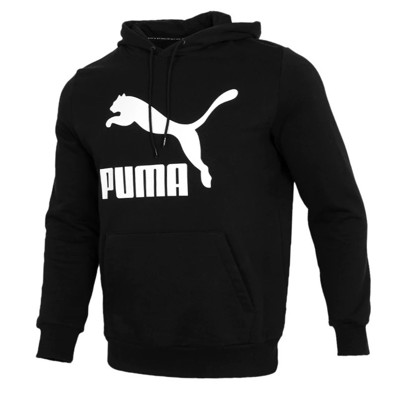 Puma/彪马男款字母印花舒适百搭长袖套头衫休闲连帽卫衣531369-01