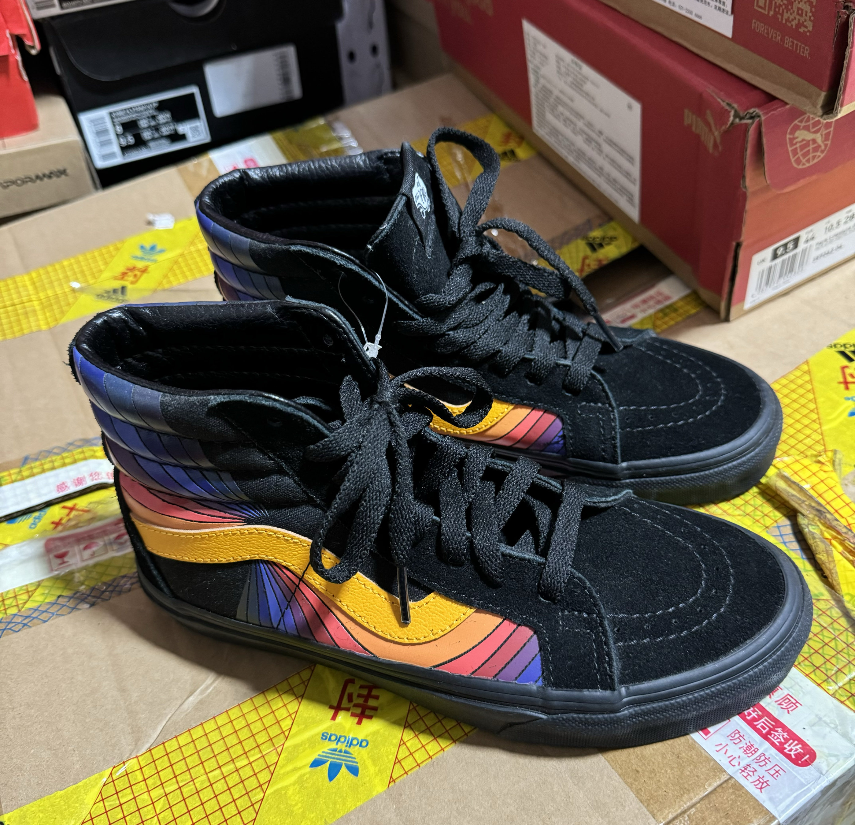 Vans 范斯SK8-HI彩虹拼色男女款运动休闲防滑帆布板鞋VN0A4U3DWN6
