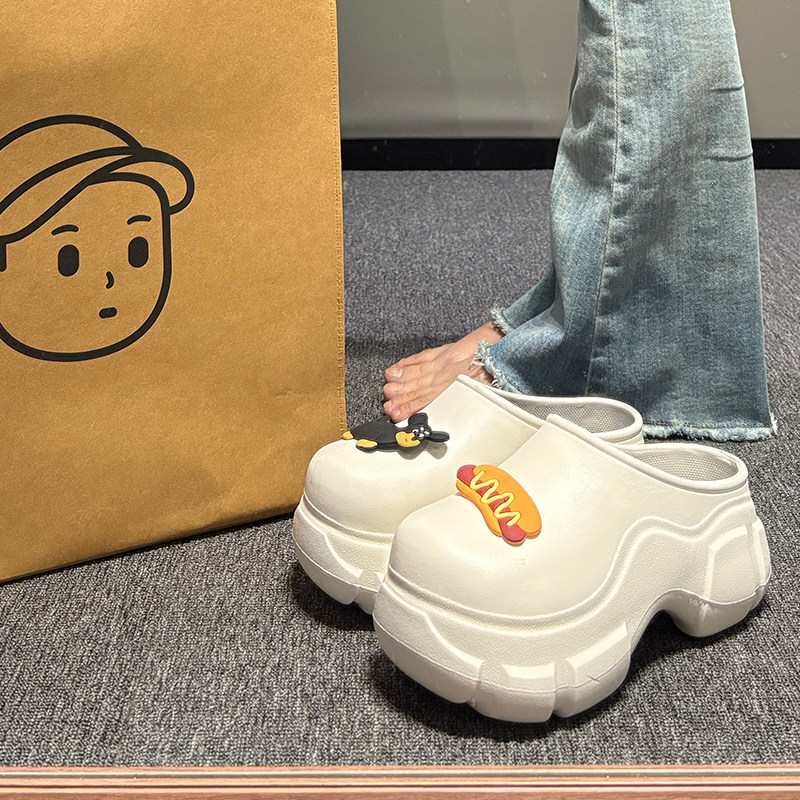 2026夏季新ins趣味卡通狗狗厚底大头鞋外穿防滑包头懒人半拖鞋女