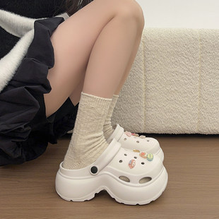厚底洞洞鞋女夏季外穿2026新款沙滩防滑小个子增高绝美包头凉拖鞋