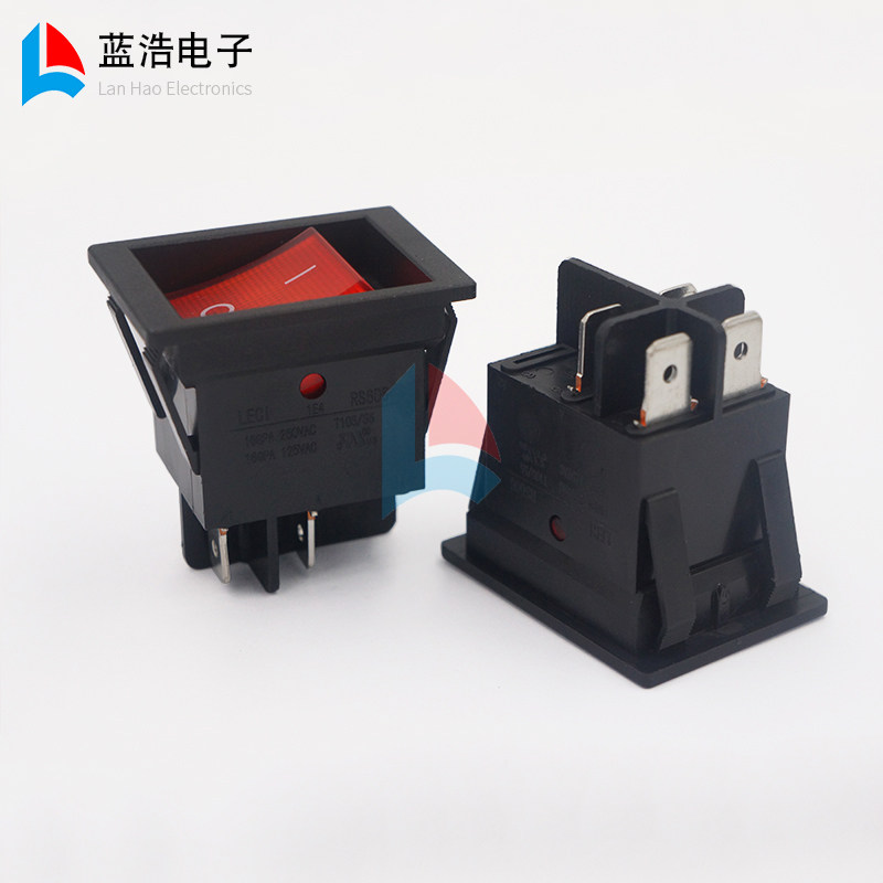RS606防误碰电源开关38*28MM电暖烤火炉取暖器带灯2档4脚开关