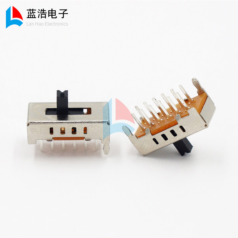 ss-24d02 4档12脚双排立式拨动开关2只固定脚4档电源滑动切换开关