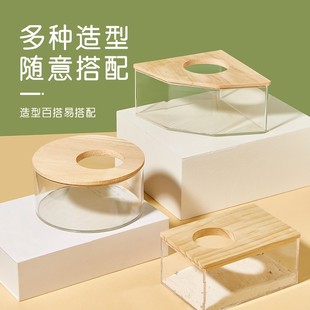 仓鼠浴房金丝熊浴室用品亚克力全透明大号厕所两用洗澡浴沙尿沙盆