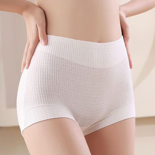 高腰收腹内裤女原棉提花蚕丝抑菌