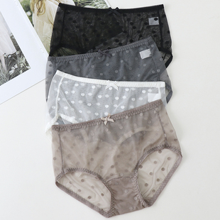 内裤 全纯棉裆中高腰包臀无痕三角裤 女士蕾丝夏季 大码 薄款 2025新款