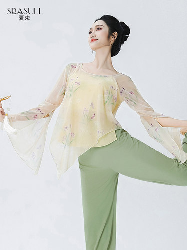 夏季古典舞服装、夏季练舞服装、女式韵纱服装、仙女式中国民族舞