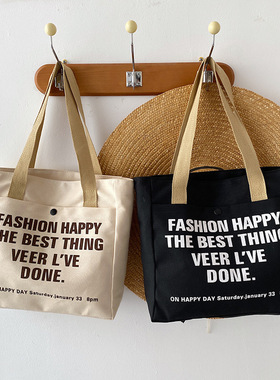 包包女休闲新款单肩帆布包韩版手提百搭上学逛街韩版大容量补习袋