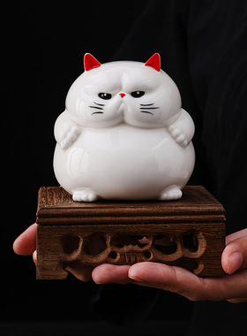 陶瓷小猫咪摆件客厅玄关家居装饰办公室桌面创意礼品黑白猫摆设