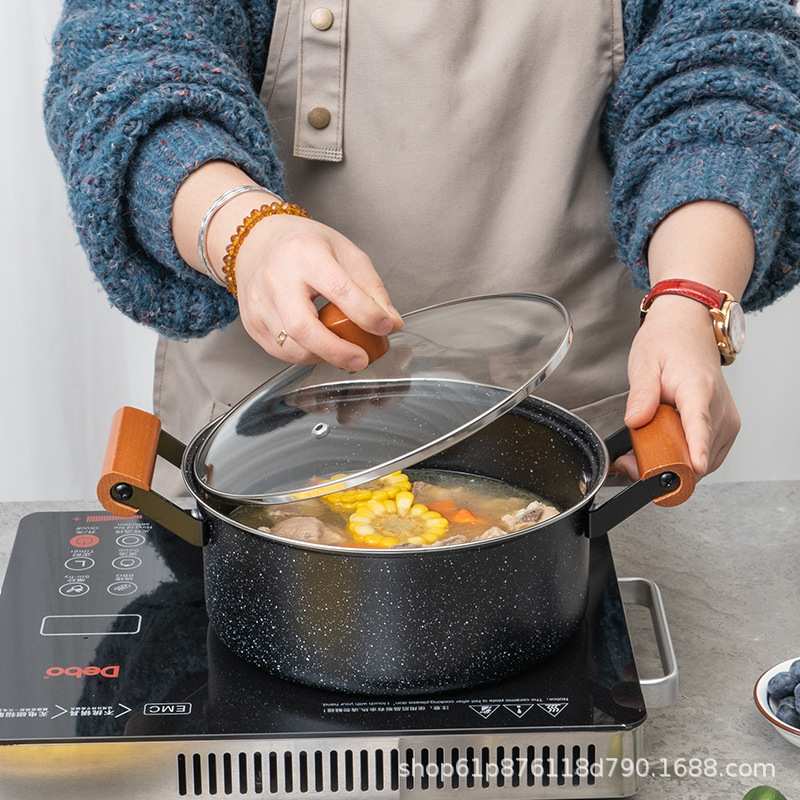Debo德铂拉斯堡麦饭石色锅具套装炒锅汤锅煎锅三件套