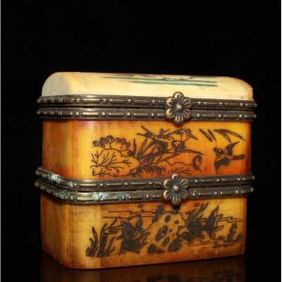 China archaize Bone carving jewelry box crafts