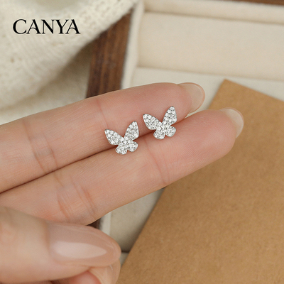 s999纯银蝴蝶耳钉女养耳洞