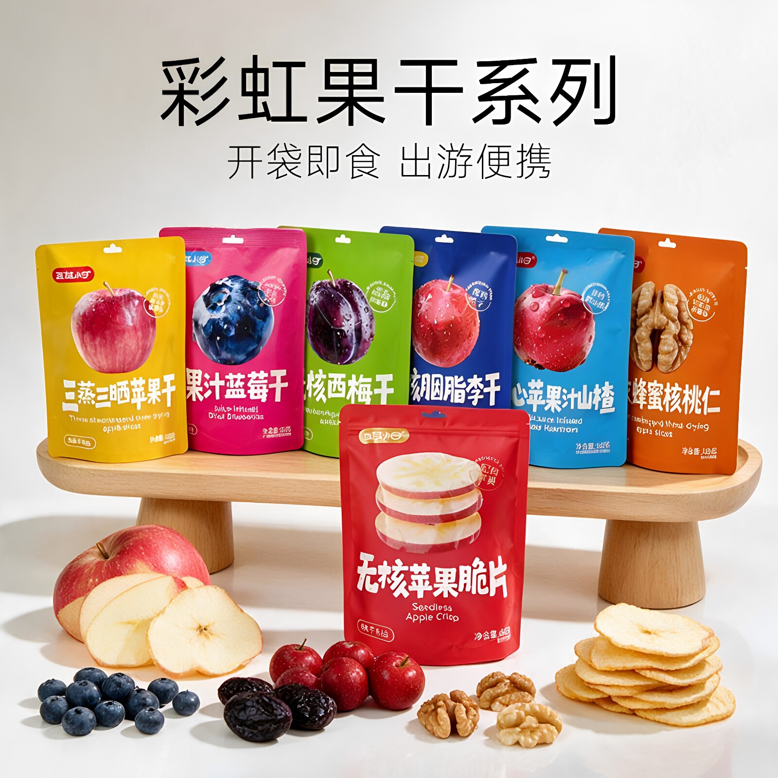 西域小白脱衣蜂蜜核桃仁三蒸三晒苹果干西梅干独立小包装果脯零食