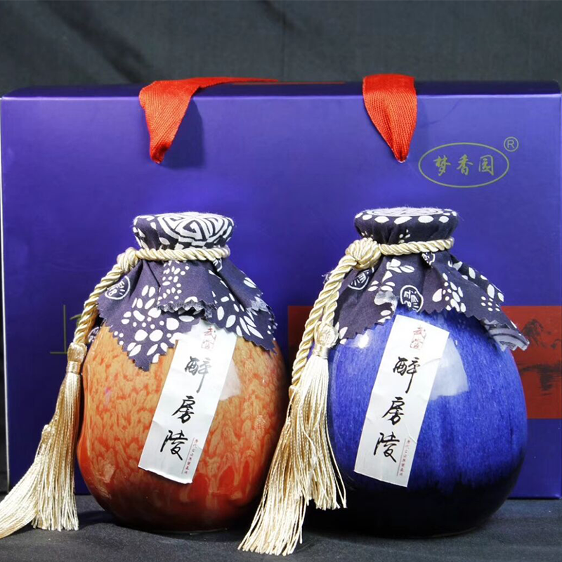 湖北房县黄酒洑汁酒半甜型黄酒原浆酒老米酒陈酿500ml*2坛礼盒装