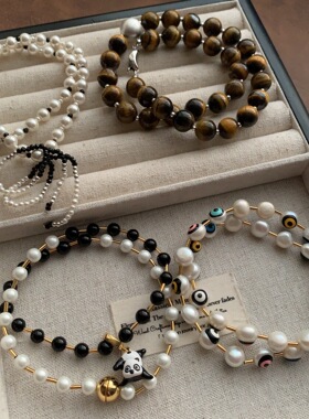 福利款现货珍珠秋冬毛衣链大溪地仿珍珠小众项链法式复古小众设计