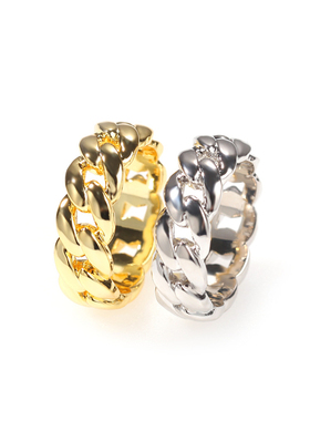 古巴链条戒指嘻哈百搭钛钢个性