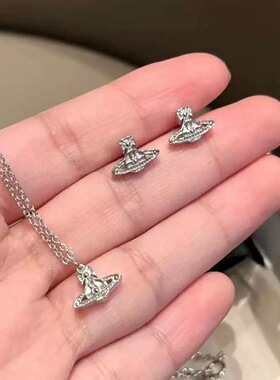 项链凸点浮雕迷你小土星耳钉简约锁骨链精致可爱风
