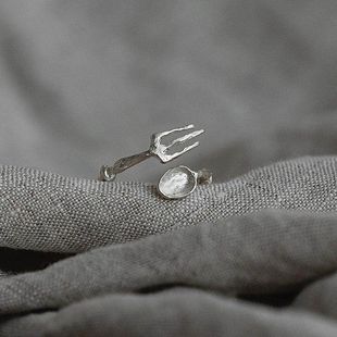 【K社制造】925银潮牌 中古餐具戒指 叉子勺子素戒  简约设计清新