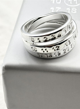 经典数字logo雕刻重叠指环极简小众数字环绕叠合造型情侣戒指