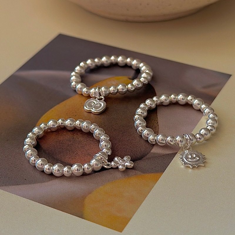 S925纯银韩版小众设计感复古串珠戒指韩国风简约弹力绳指环批发,饰品/流行首饰/时尚饰品新,戒指/指环,淘宝优惠券,粉丝福利购,淘宝优惠卷