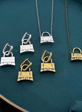 复古气质锁头项链耳环配饰女 时尚个性设计感锁骨链