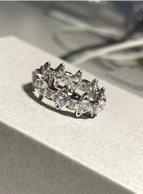 土星满钻戒指女气质高颜值轻奢百搭叠戴小星球食指环