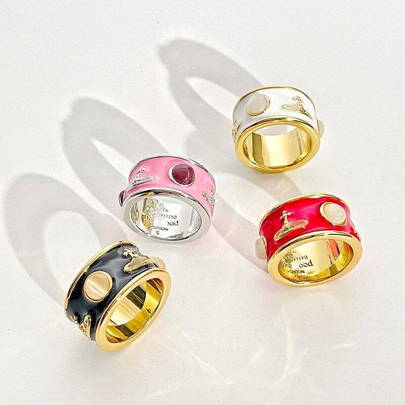 时尚气质星球ins小众轻奢设计戒指土星滴釉欧美ins风铜镀金指扣