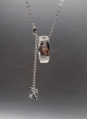 字母logo银色箭头戒指吊坠项链饰品男女情侣款潮流