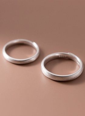 韩版简约创意拉丝磨砂情侣戒指男女款时尚冷淡风ins潮人气质饰品