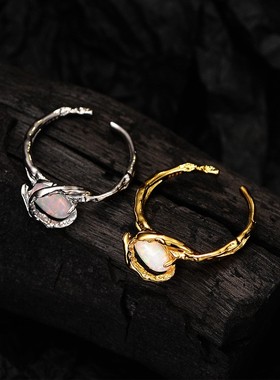 手工戒指开口欧泊缠绕