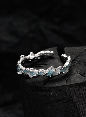 【K社制造】冰湖系列磨砂肌理滴胶戒指纯银S925清澈高冷女生饰品