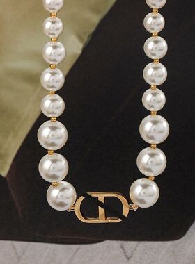 渐变珍珠项链女轻奢小众时尚复古高级感气质锁骨链