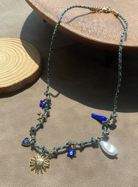 夏日海情风项链海星珍珠爱心吊坠多巴胺度假风简约小众设计颈链