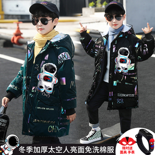 男童冬季亮面羽绒棉服2025冬装新款儿童太空人加绒加厚免洗棉衣
