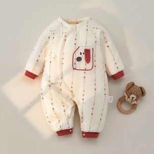 加厚260克棉服 初生0一2月女宝宝冬装 新生婴儿儿衣服月子冬季 52码