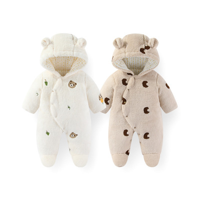 婴儿连体衣秋冬加绒加厚300g棉服