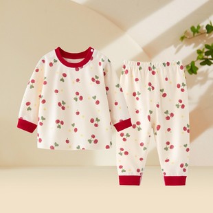 新生婴儿儿衣服秋季套装七月龄女宝宝可爱分开分体纯棉大码两件套