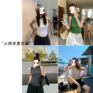 052621~「美式宽肩背心」韩系！纯色圆领显瘦无袖女背心