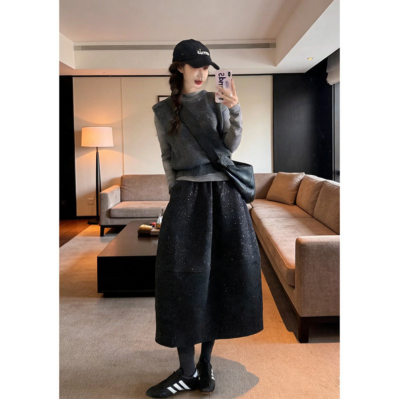 011322~「满天星细闪花苞裙」韩系！A字宽松撒银女士花苞半身裙,女装/女士精品,半身裙,淘宝优惠券,粉丝福利购,淘宝优惠卷